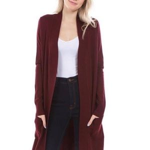 Women’s Burgundy Long Cielo Pocket Cardigan